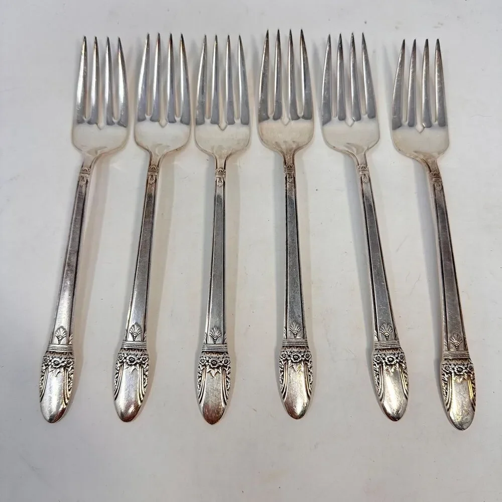 1847 Rogers Bros First Love Silverplate Salad Forks Set of 6 Vintage 1937